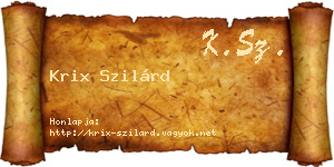 Krix Szilárd névjegykártya